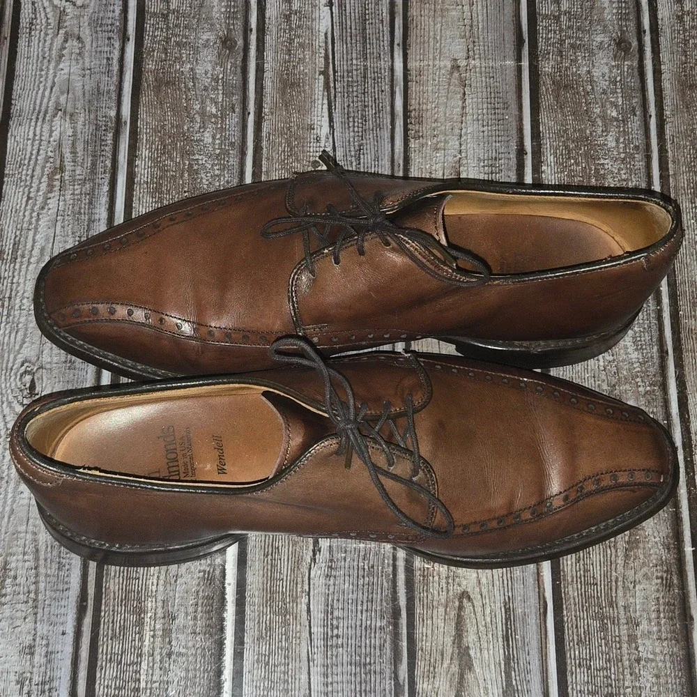 8 D Mens Allen Edmonds Wendell Brown Leather Bicycle Toe Brogue Oxfords Shoes